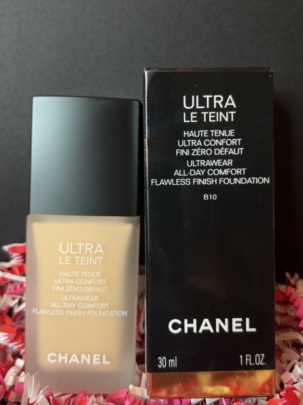CHANEL ULTRA LE TEINT Ultrawear Flawless Finish Foundation box in shade B10.